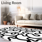 Fluid Black White Dot Pattern Rug