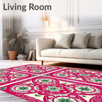 Bold Pink Geometric Star Pattern Rug