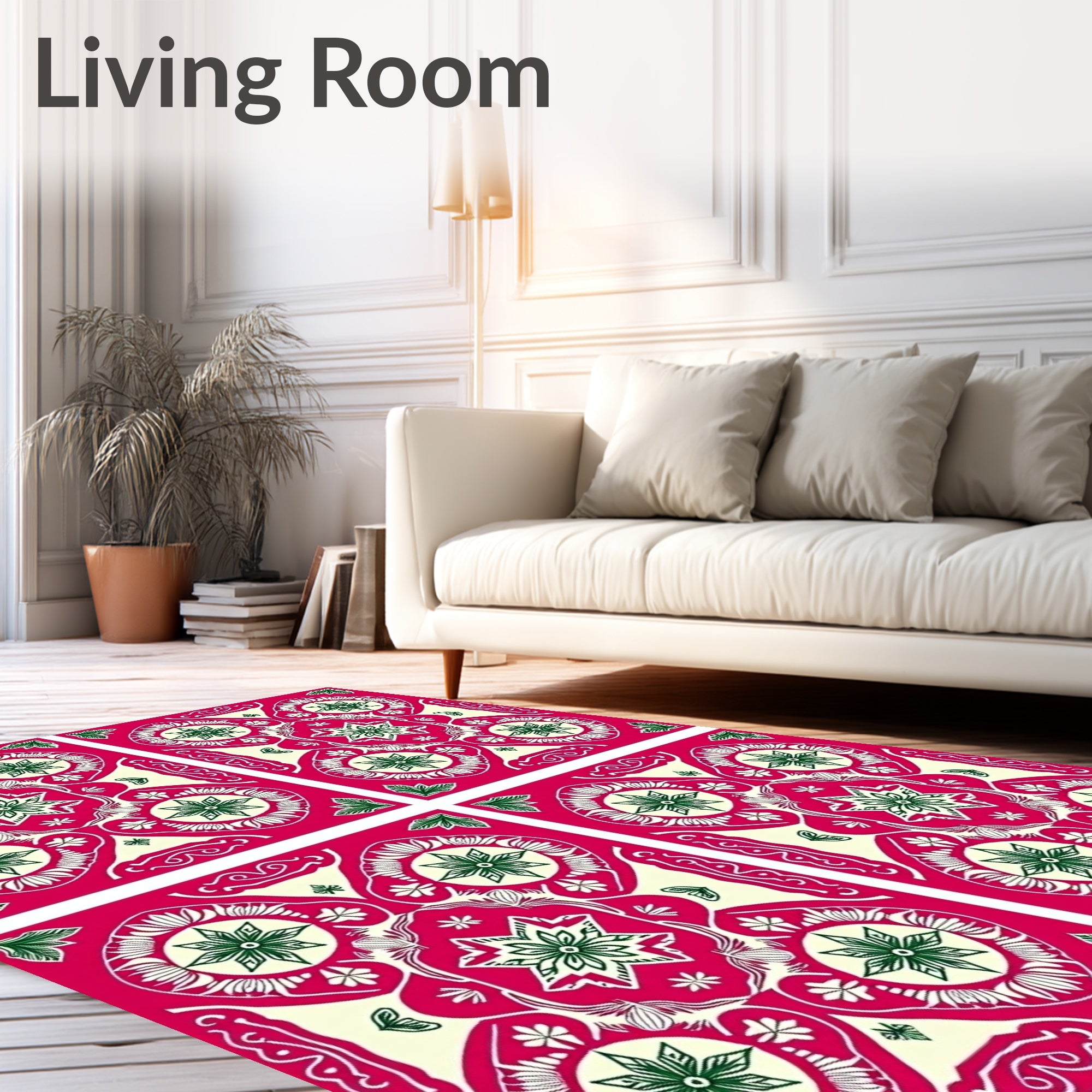 Bold Pink Geometric Star Pattern Rug