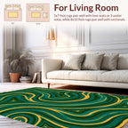 Swirling Teal Yellow Abstract Pattern Rug