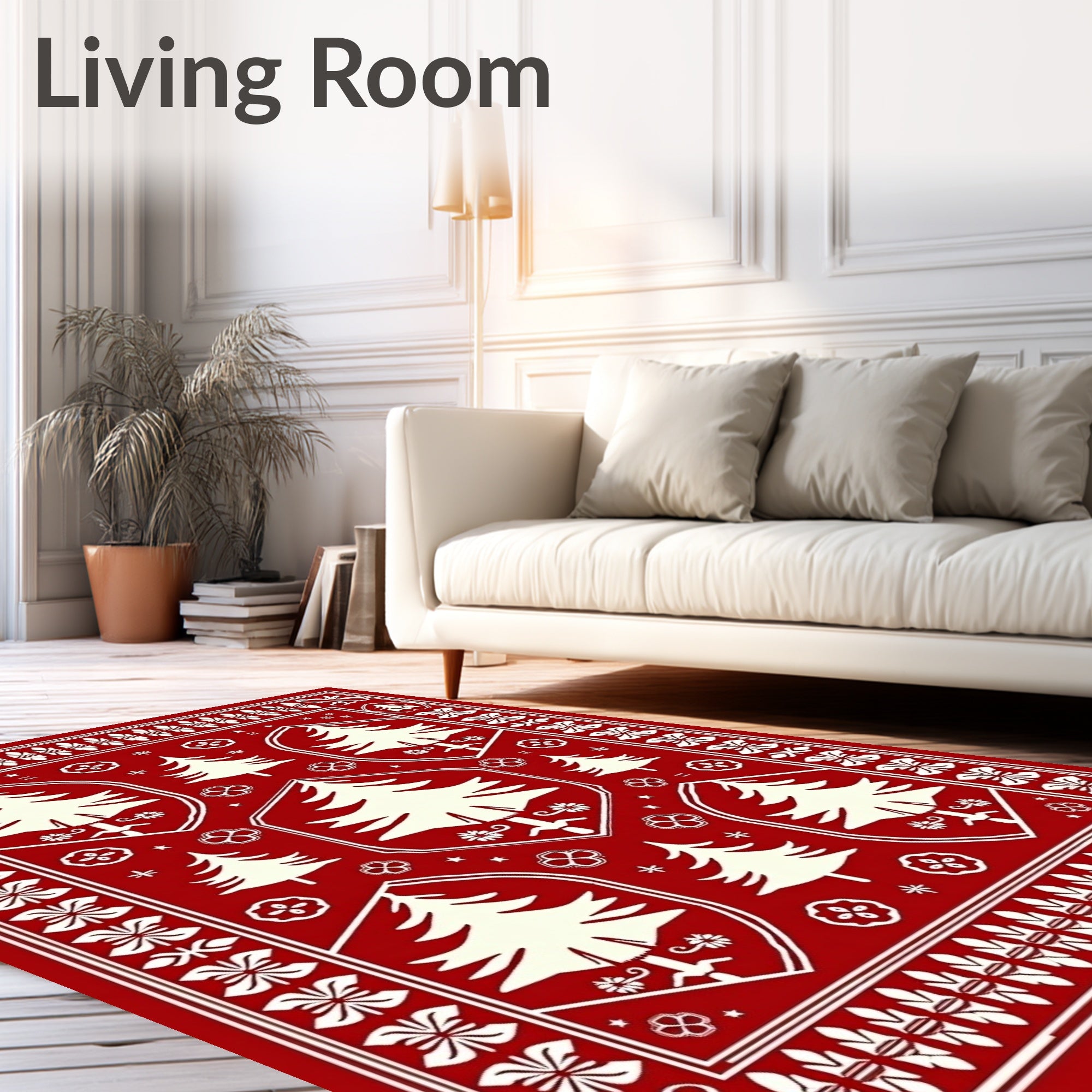 Festive Tree Border Design Rug