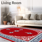 Classic Red White Blue Floral Medallion Rug