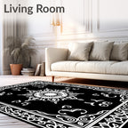 Intricate Black and White Mandala Pattern Rug