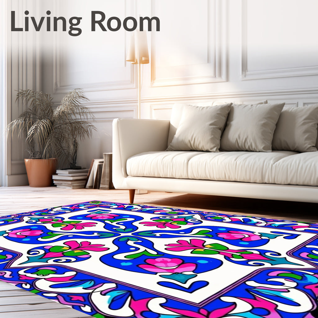 Vibrant Floral Mandala Pattern Rug