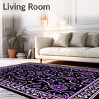 Grand Purple Floral Scrollwork Design Rug