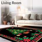Festive Tree Floral Border Design Rug
