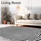 Hypnotic Black White Swirl Pattern Rug