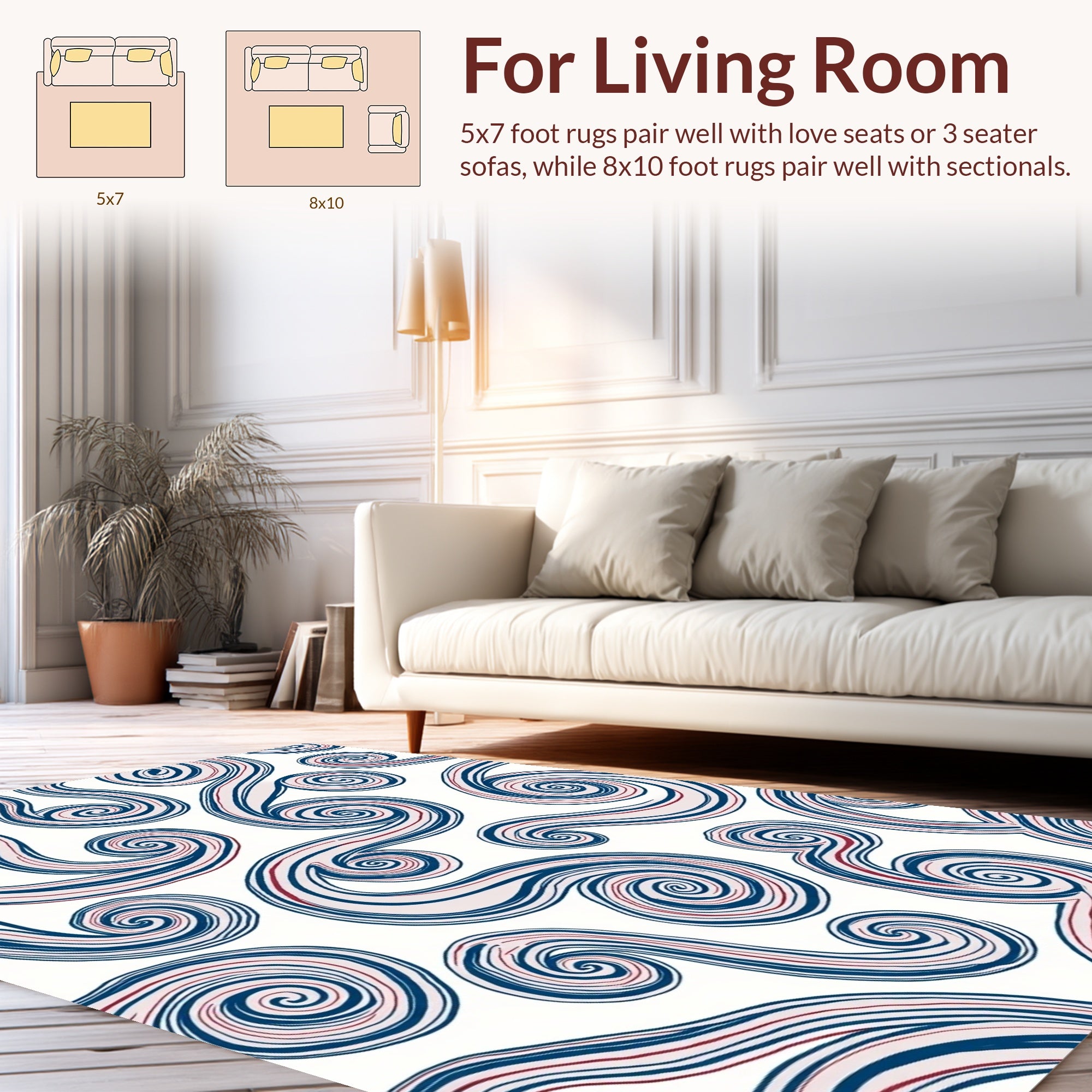 Swirling Lines Pattern Design Rug