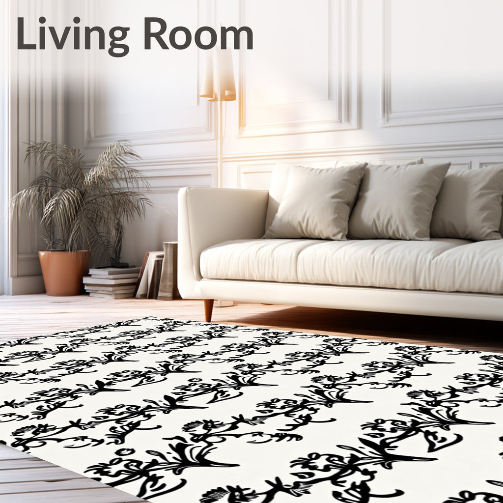 Delicate Floral Vine Pattern Rug