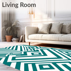Teal Diamond Geometric Abstract Rug