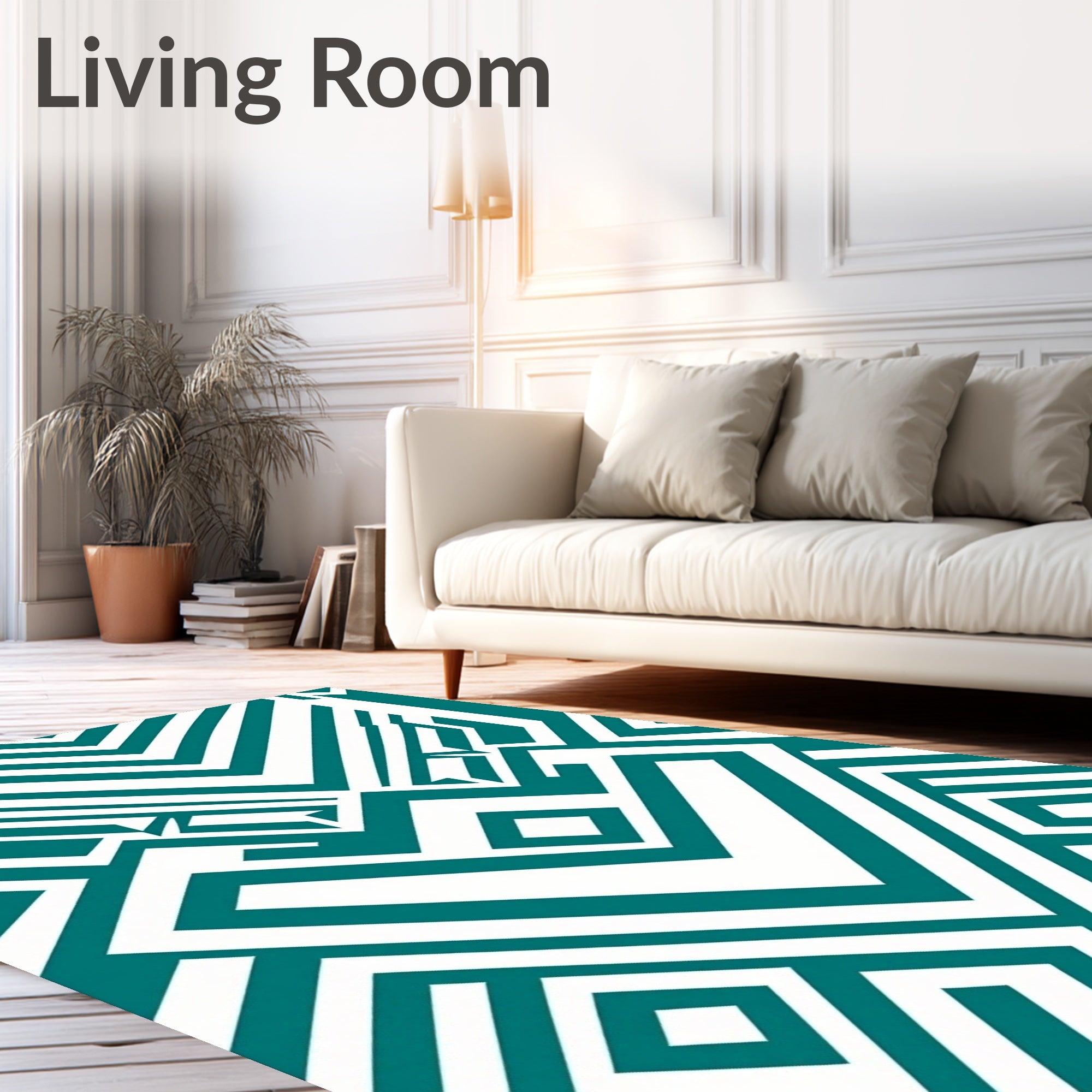 Teal Diamond Geometric Abstract Rug