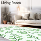 Green Leafy Branch Pattern Rug