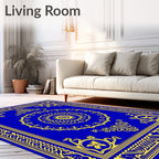 Royal Blue Yellow Medallion Pattern Rug