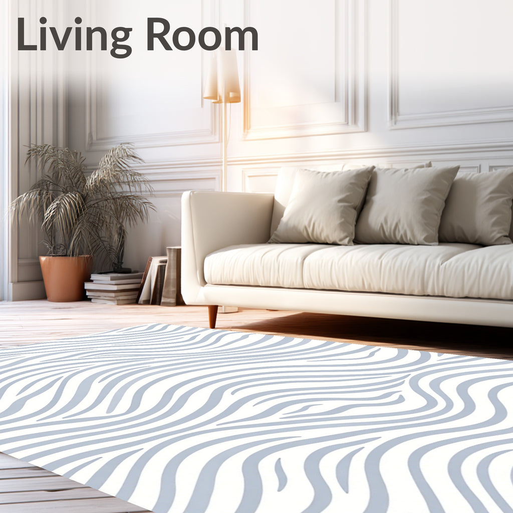 Serene Blue Wavy Strokes Rug