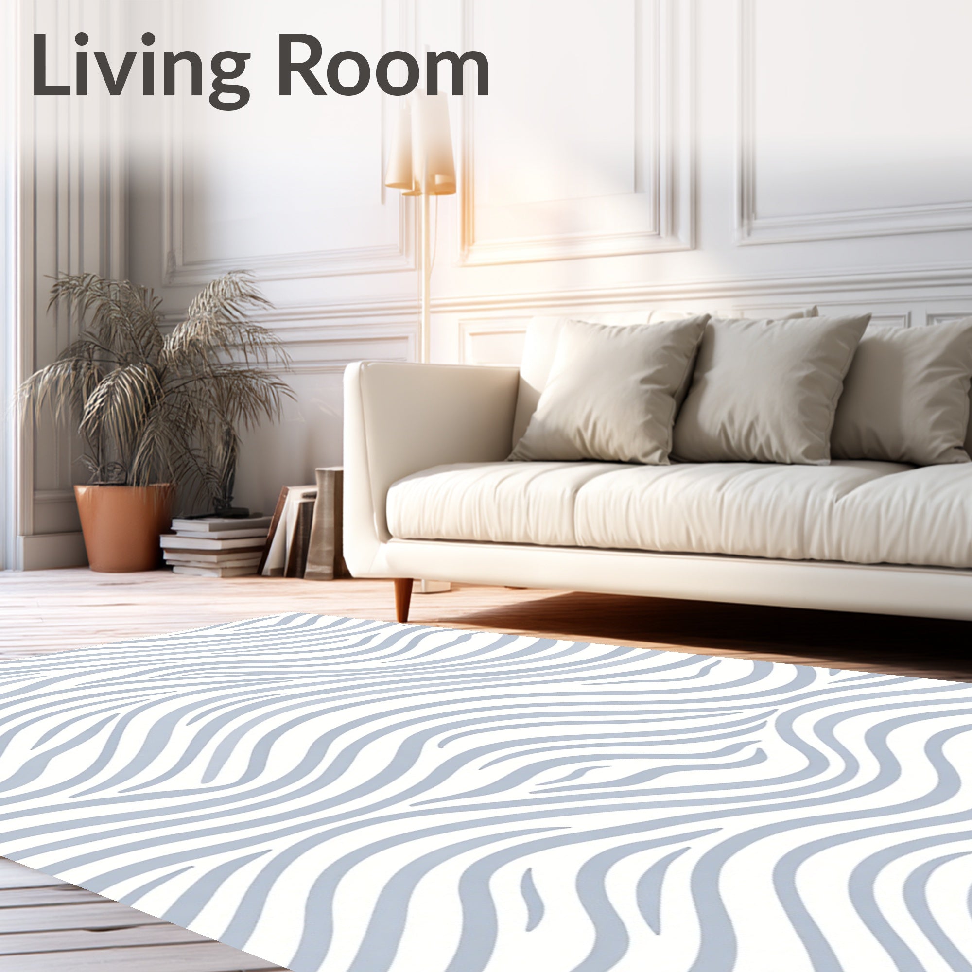 Serene Blue Wavy Strokes Rug