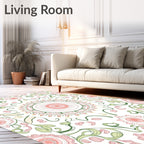 Floral Mandala Pattern with Vine Accents Rug