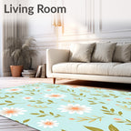 Delicate White Daisy And Leaf Pattern Rug
