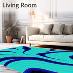 Abstract Blue Aqua Swirl Pattern Rug
