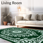 Intricate Emerald Floral Mandala Design Rug