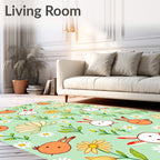 Cute Bunny Flowers Pattern Rug