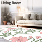 Pink Floral Sprigs Design Rug