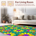 Retro Flower Power Circles Rug