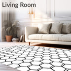 Modern Hexagonal Grid Pattern Rug