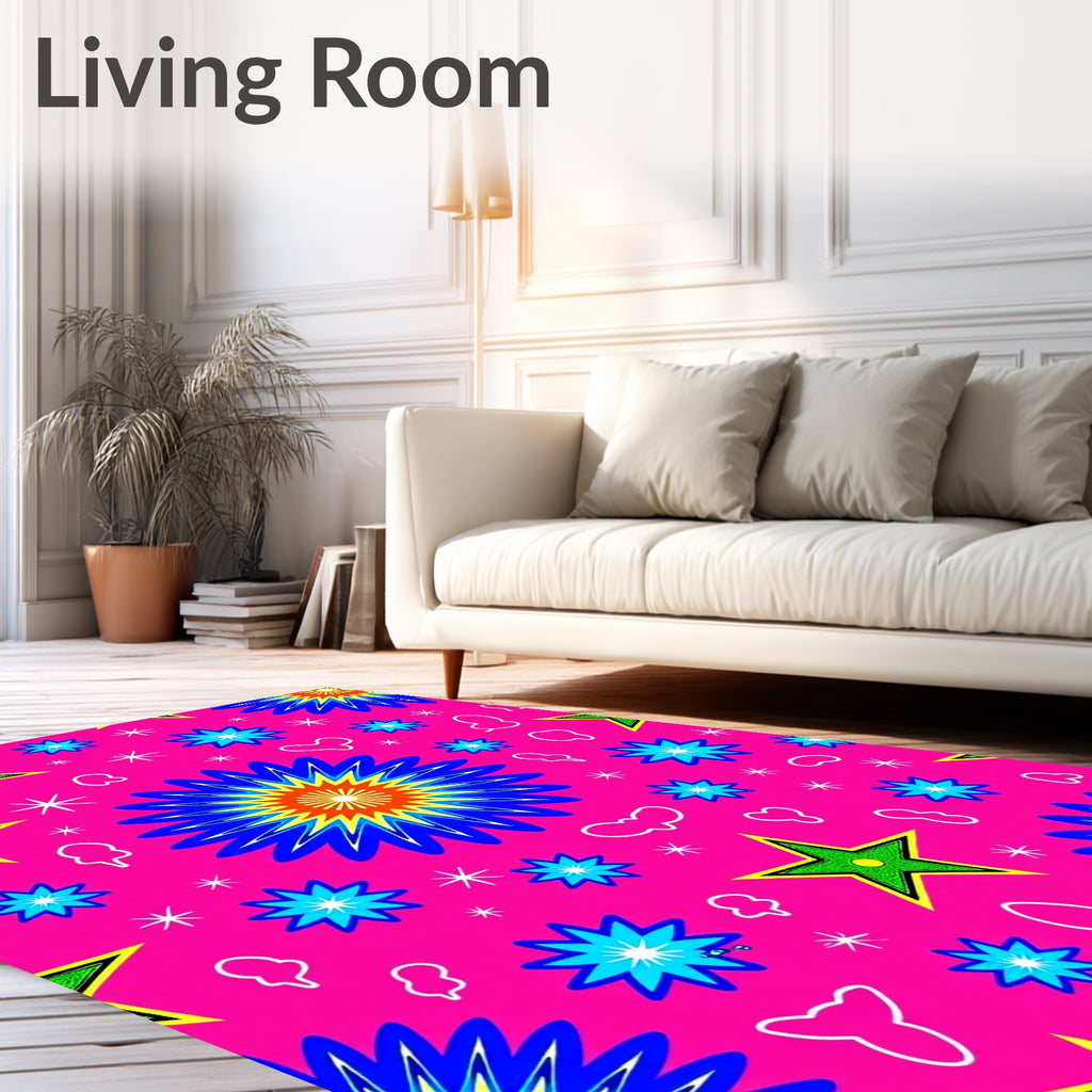 Bright Starburst Star Pattern Rug