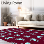 Light Blue Deer Floral Pattern Rug