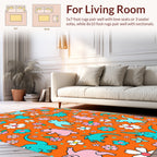Cute Dinosaur Flower Pattern Rug
