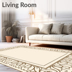 Art Nouveau Scrollwork Cream and Gold Rug