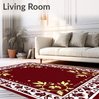 Elegant Border With Floral Swirls Design Rug