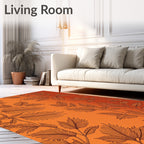 Orange Floral Branch Pattern Rug