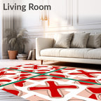 Bold Red Abstract X Pattern Rug