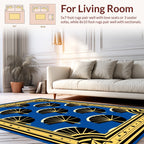 Blue Fan Pattern Art Deco Rug