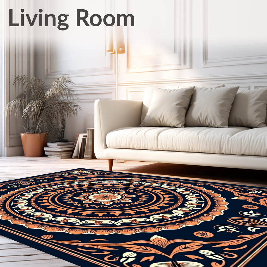Ornate Floral Mandala Pattern Rug