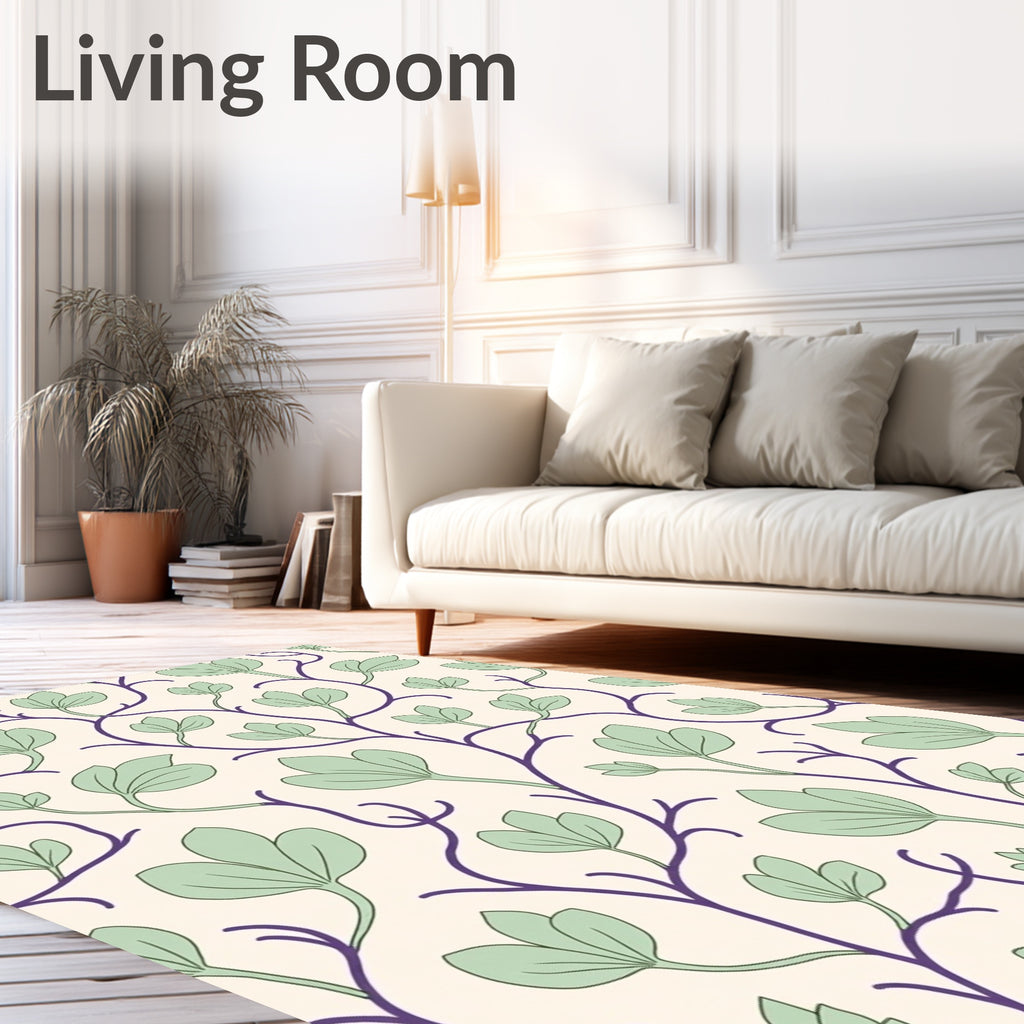 Elegant Purple Vine Floral Pattern Rug
