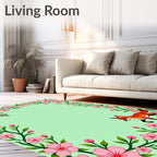 Playful Foxes Pink Blossoms Border Rug