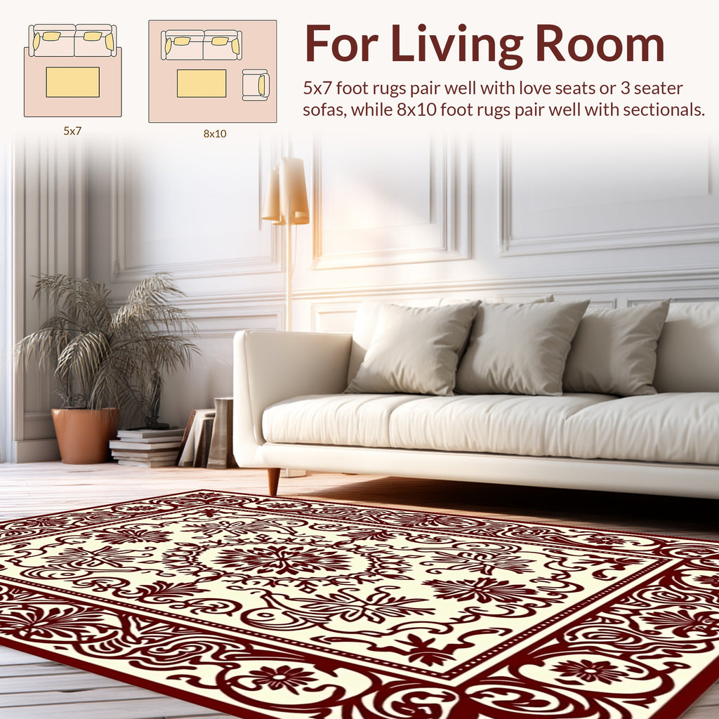 Floral Medallion Intricate Border Design Rug