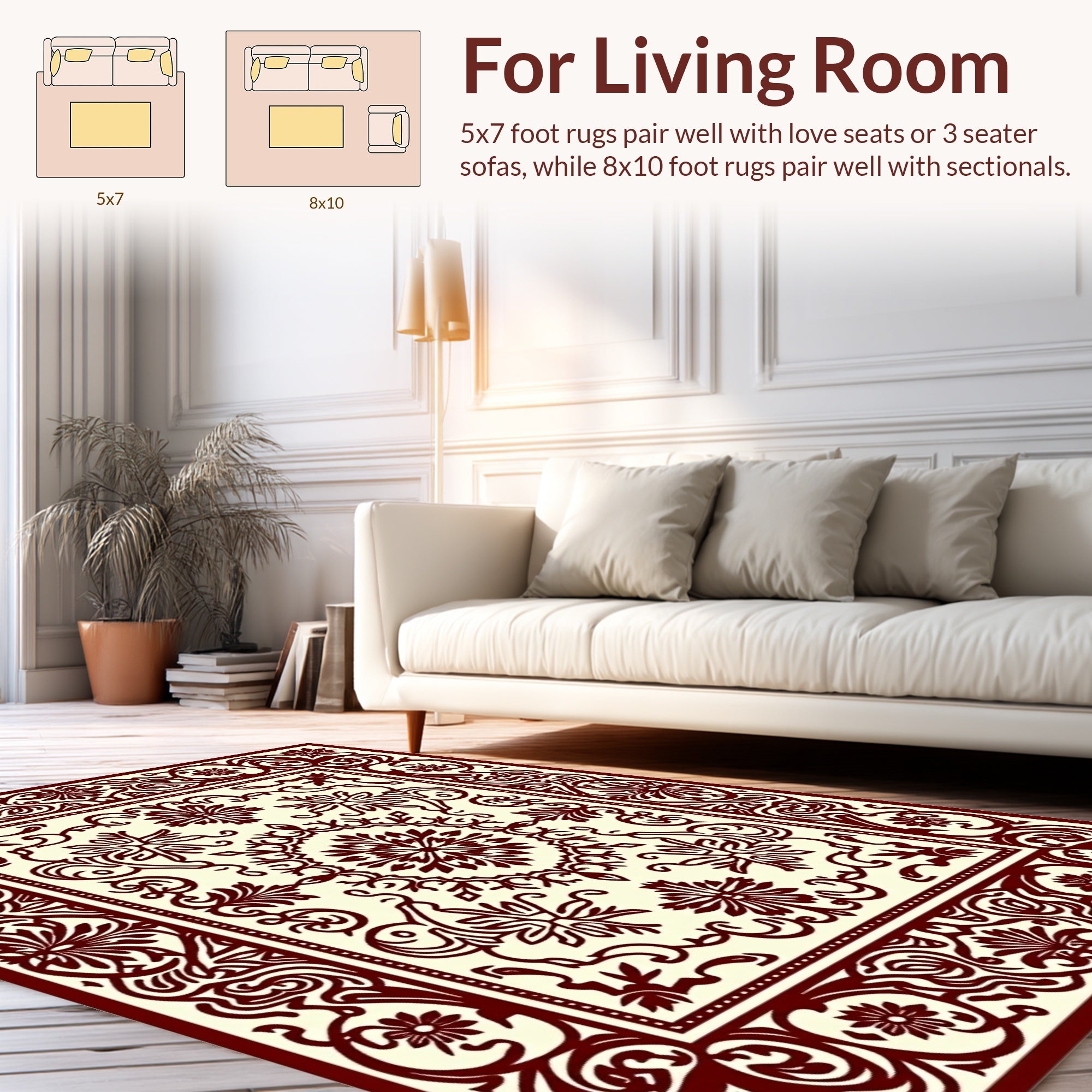 Floral Medallion Intricate Border Design Rug