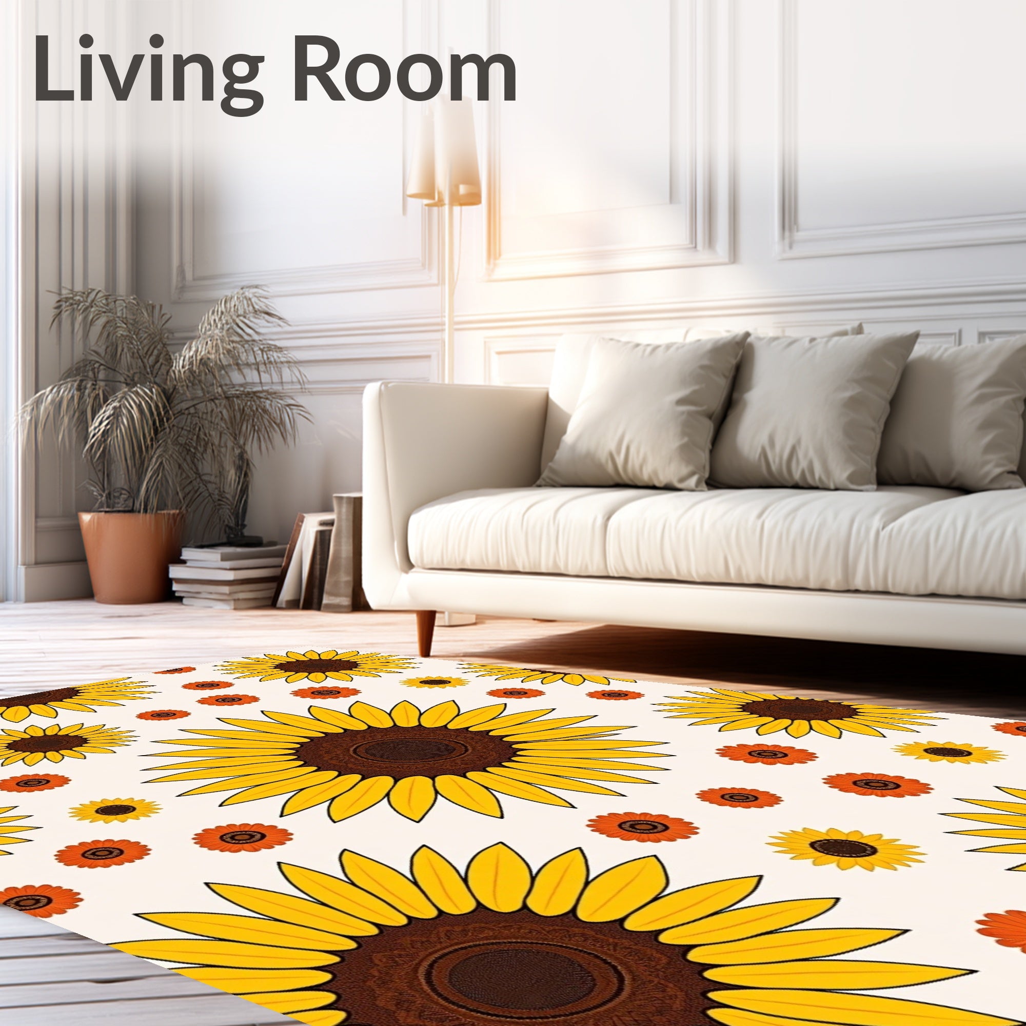 Sunny Yellow Sunflower Pattern Rug