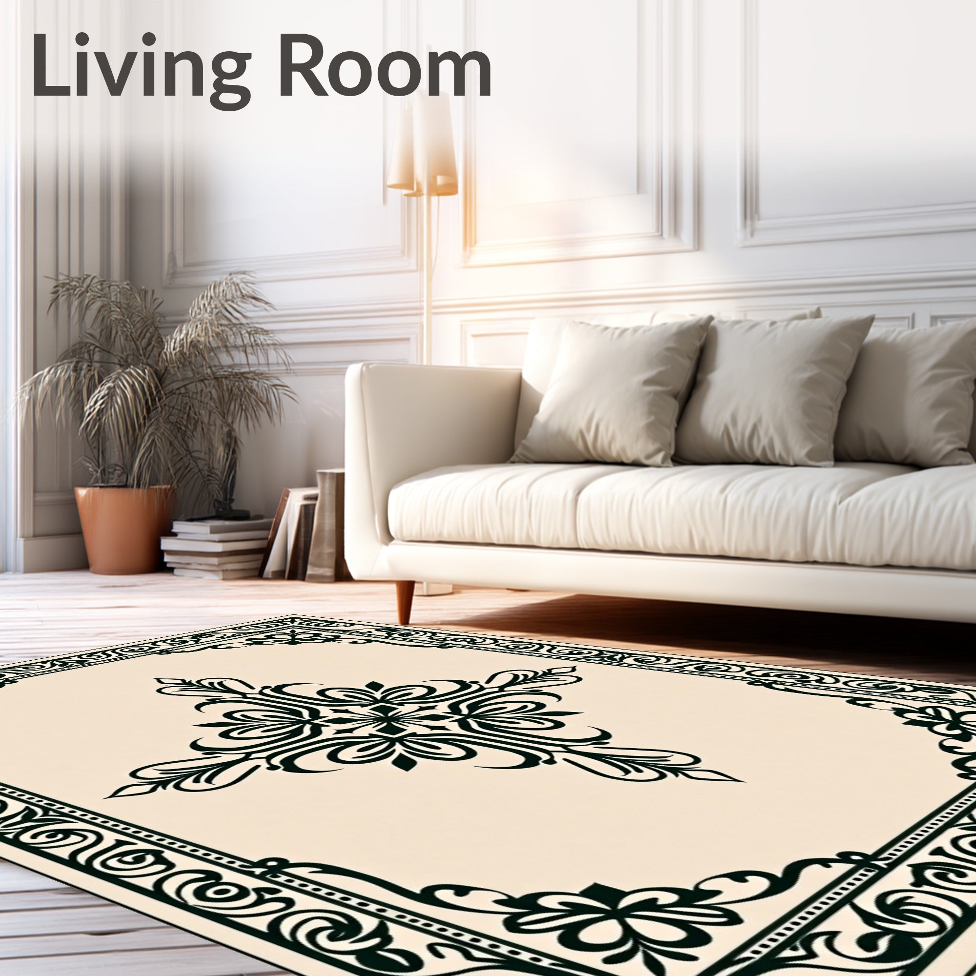 Damask Inspired Floral Cross Pattern Rug
