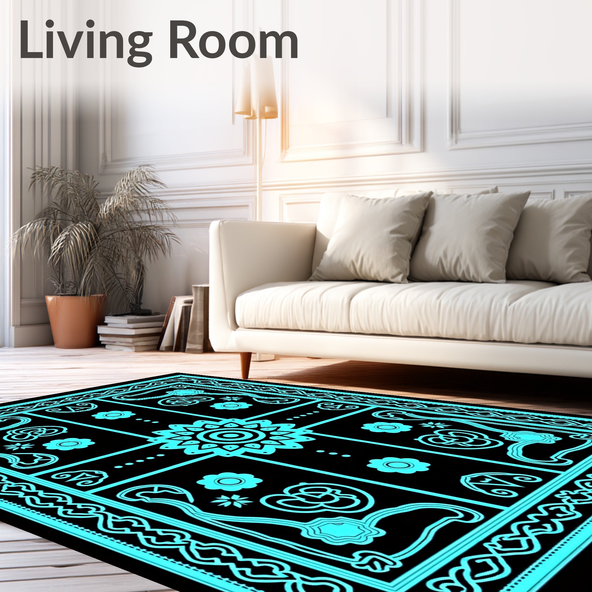 Geometric Floral Symmetry Design Rug