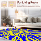 Vibrant Yellow Blue Organic Symmetry Rug