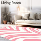 Soft Pink Chevron Wave Pattern Rug