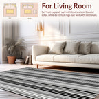 Vertical Black White Gray Stripes Rug
