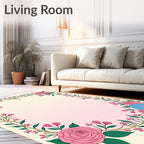 Pink Hydrangea Rose Floral Garland Rug