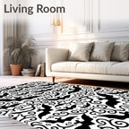 Spooky Bats And Swirls Pattern Rug