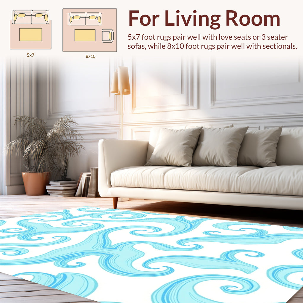 Aqua Swirls Patterned Rug