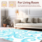 Aqua Swirls Patterned Rug